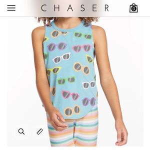 Chaser Crazy Sunglasses Turquoise Blue Tank Top